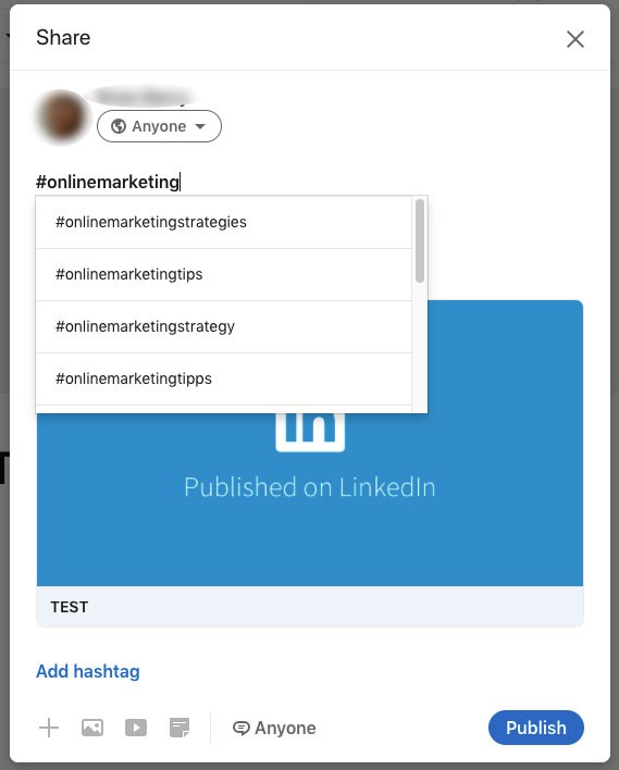 how to use hashtags on LinkedIn